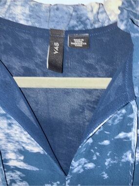 Y.A.S Navy Blue White Abstract Tiered Midi Dress
